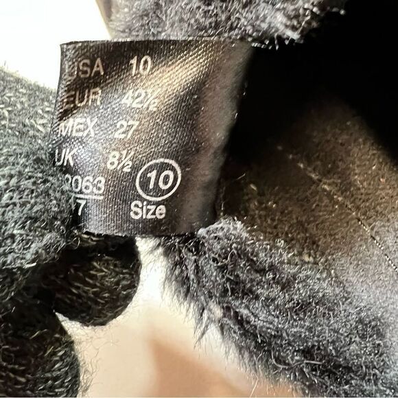 American Eagle Sz 10M Black Faux Suede Fur Trim Wedge Heel Clogs Slip On Shoes - Picture 5 of 9